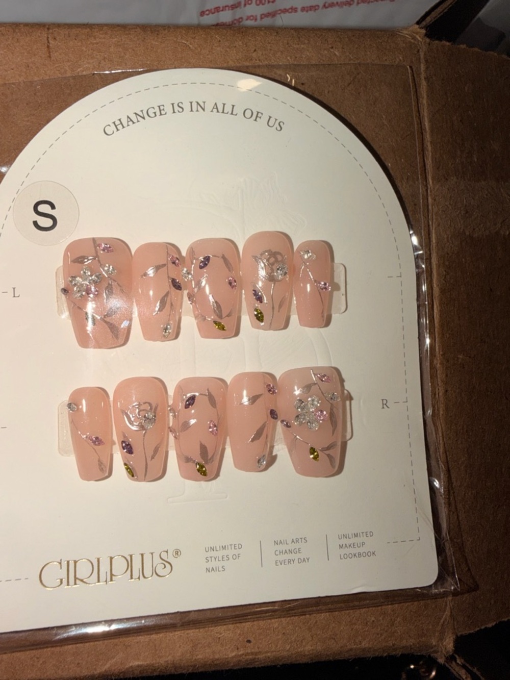 2/$10 GIRLPLUS Pink Floral Press-On Nail Set